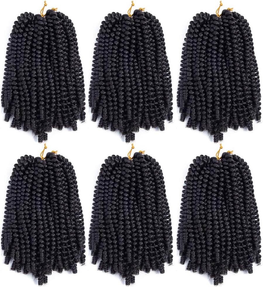 Spring Twist Hair Spring Twist Braiding Hair For Passion Twist Senegalese Twists 6 Packs Spring Twist Crochet Hair For Black Women Crochet Twist Braids Hair Synthetic Hair Extensions (8 Inch,1B)