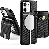 SkyEagle for Compatible Magsafe Magnetic 2 in 1 Detachable iPhone 11 Wallet Case with Card Holder,for Women Men,PU Leather RFID Blocking Flip Kickstand Credit Slots for Apple 11 6.1",Carbon Black