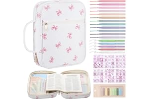 BESARME Bible Cover Case for Women, Large Bible Case Bibles Bag Bibles Study Supplies Christian Gifts for Women Girls(Pink Bow)