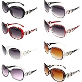 YQVIE 8 Pack Round Oversized Sunglasses Bulk for Women Shades Retro Plastic Large Trendy Sunglasses Set