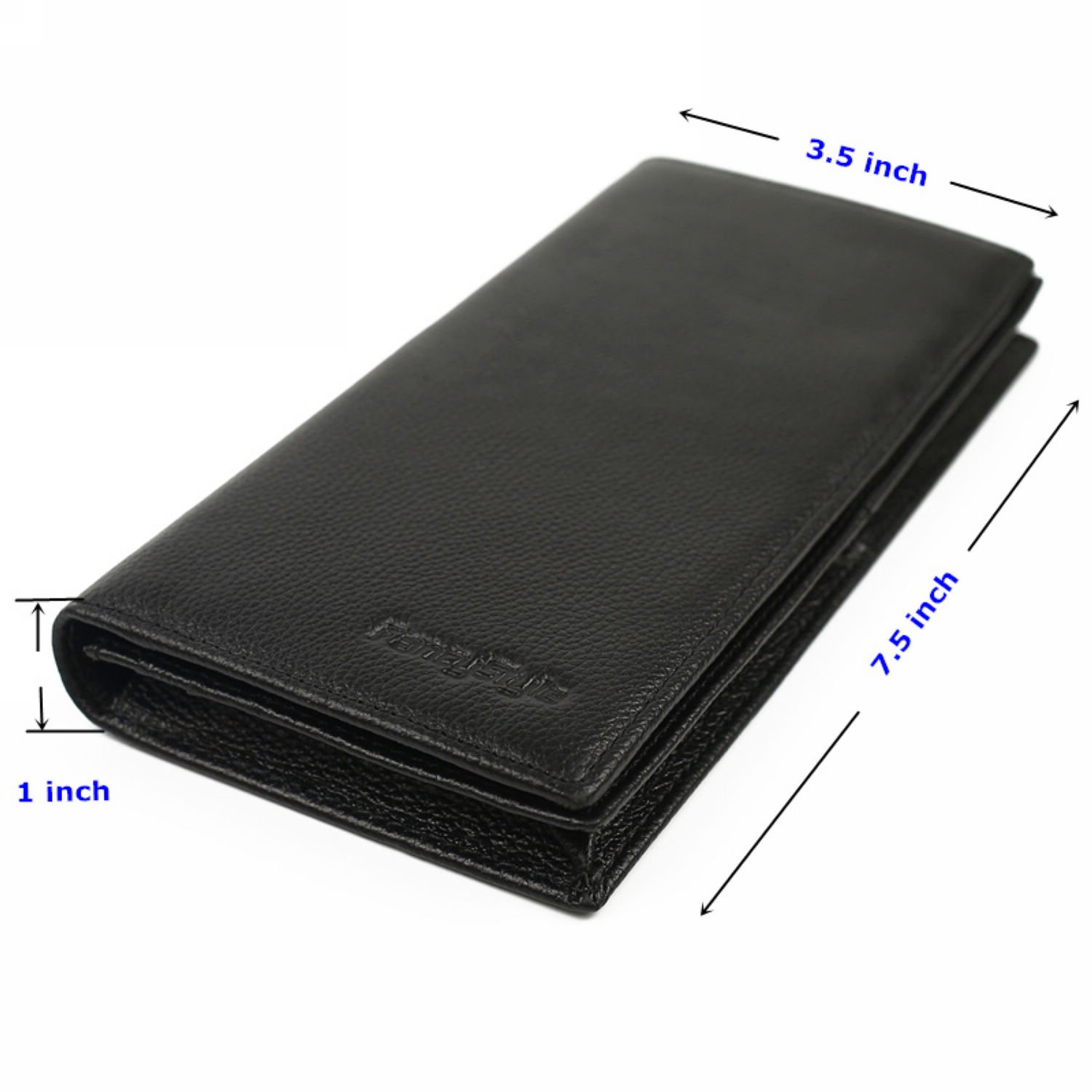 Men RFID Blocking Leather Checkbook Wallet Safe Long Bifold Travel Billfold Black with 10 Sleeves