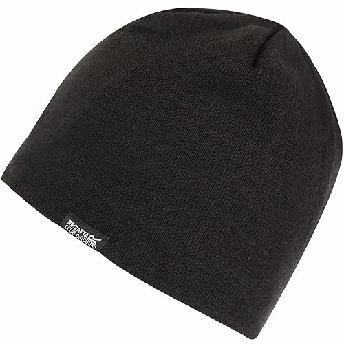 Regatta Brevis II Acrylic Knit Fleece Lining Waterproof Internal Membrane Beanie Headwear - Black, Small/Medium