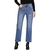 GRAPENT Straight Leg Jeans for Women High Waisted Trendy Ankle Length Forward Seams Stretchy Denim Pants Baggy Jeans