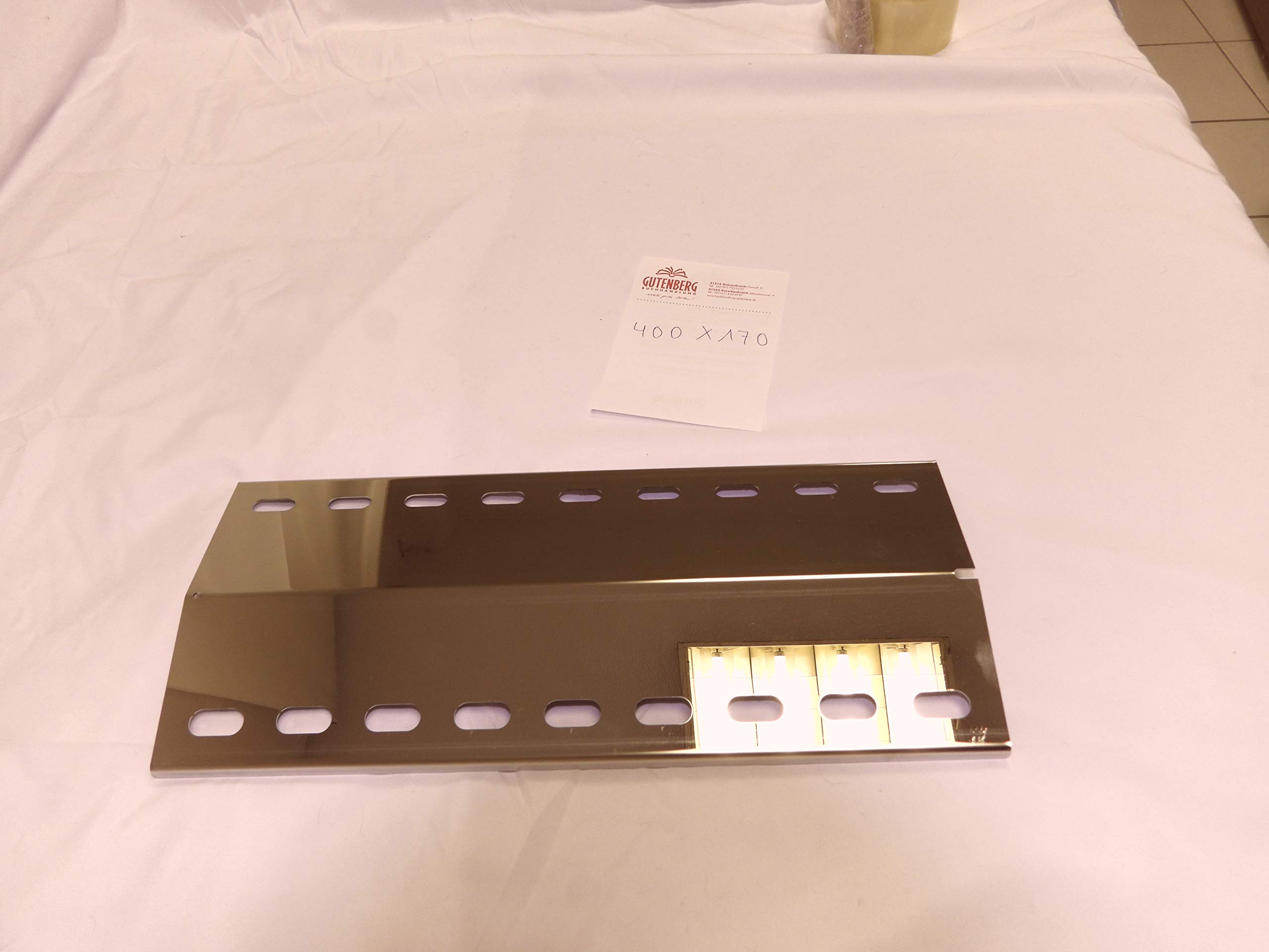 Manufaktur Stollenwerk V4A Mirror Polished 400 mm x 170 mm Stainless Steel Flame Distributor/Flame Cover/Grill Tray - Great Replacement Part for Many Different Gas Grills Including Landmann