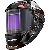 ARCCAPTAIN Large Viewing Screen 3.93"X3.66" Welding Helmet, True Color 1/1/1/1 Solar Power Auto Darkening Welding Hood with 4 Arc Sensor, Wide Shade 4/5-9/9-13 for TIG MIG ARC, Armour