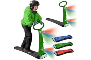 Geospace Winter Fun Foldable Snow Scooter, Ski Skate, Ski Skooter, Snow Sled, Kids Snowboard with 2 LED Light– Multi-Purpose Portable Sandboard, Snow Skate, and Kids/Teenager Sled for All Ages