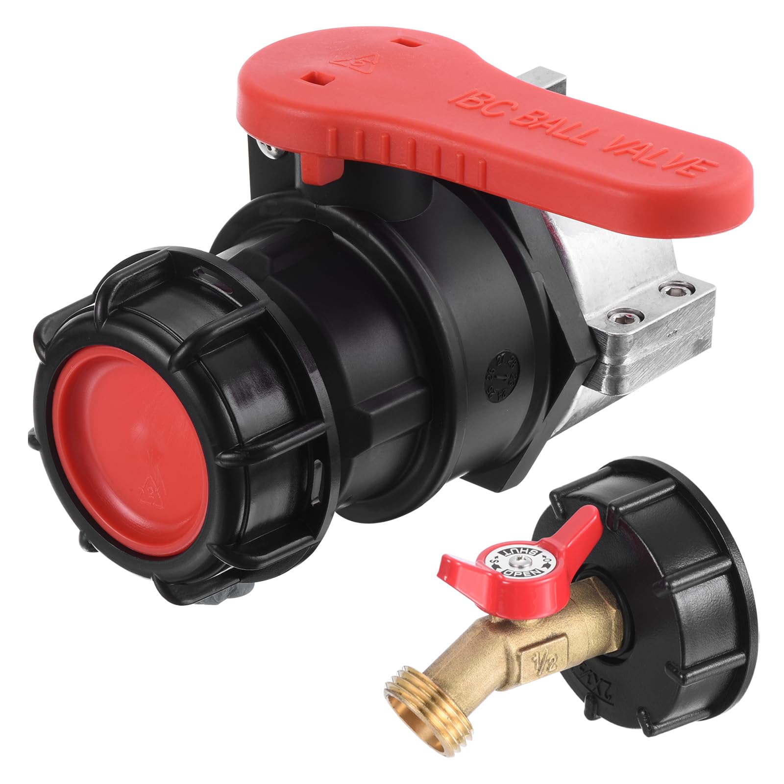 PATIKIL IBC Tote Adapter Set, 75mm Coarse Thread IBC Tote Ball Valves S75x6 NPT DN50 Tote Tank Drain Connector and 2'' Coarse Thread Brass Hose Faucet Valve for Garden Hose Water Tank