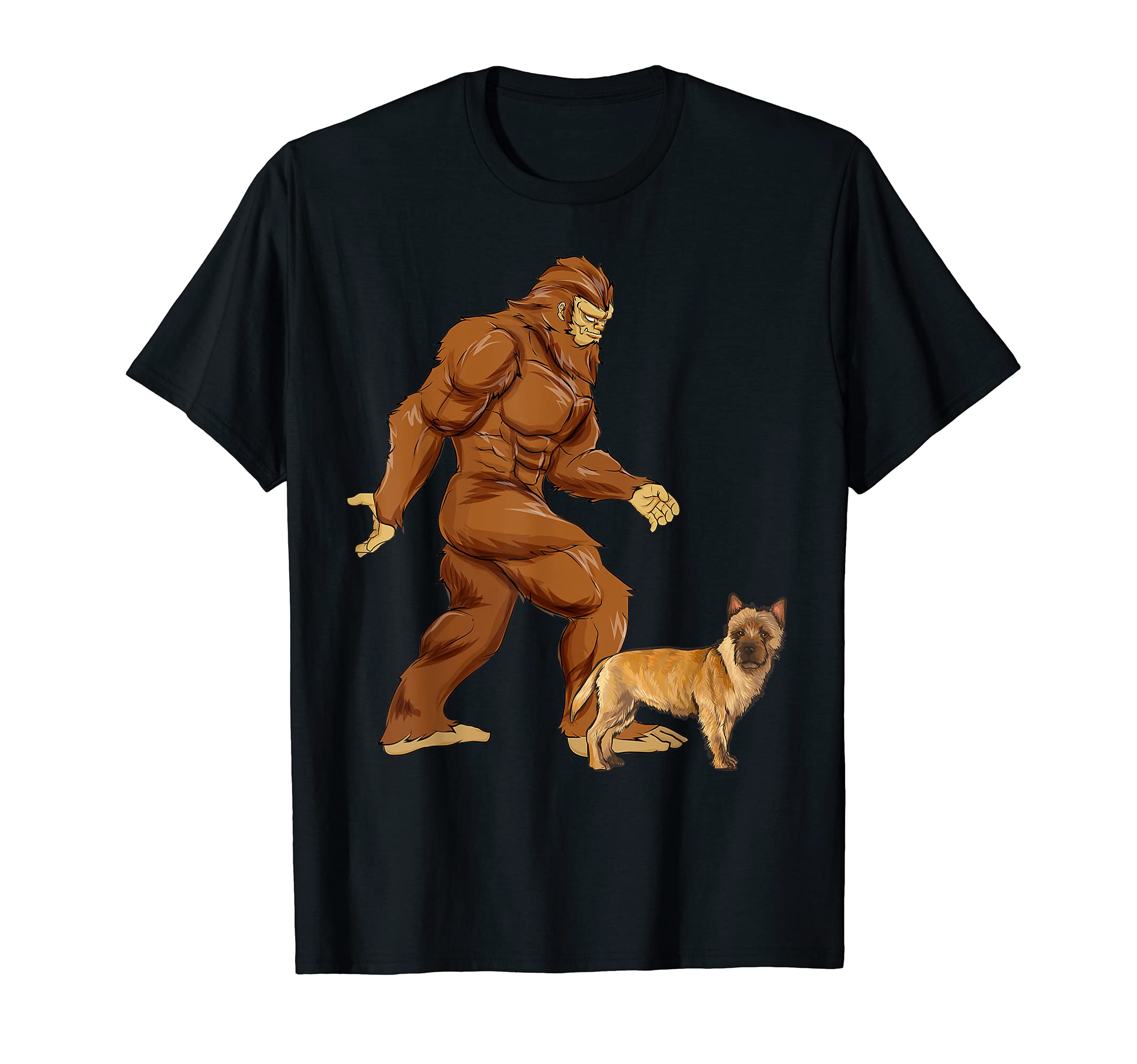 Funny Bigfoot Walking Cairn Terrier Sasquatch Dog T-Shirt