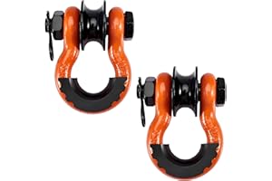 Pilida 2Pcs 3/4" D Ring Shackles with Upgraded Snatch Blocks,57,000 lbsMaximum Break Strength Heavy Duty Shackles with 7/8" Screw Pin for Road Vehicle Recovery Tow Strap Winch,Orange