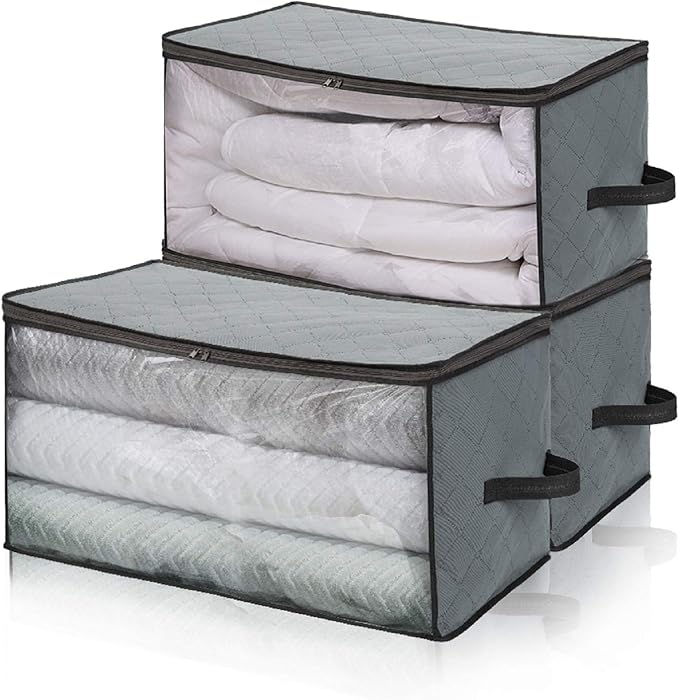 HALOVIE Storage Bags 3 Pack Underbed Storage Clothes Bags Large Duvet