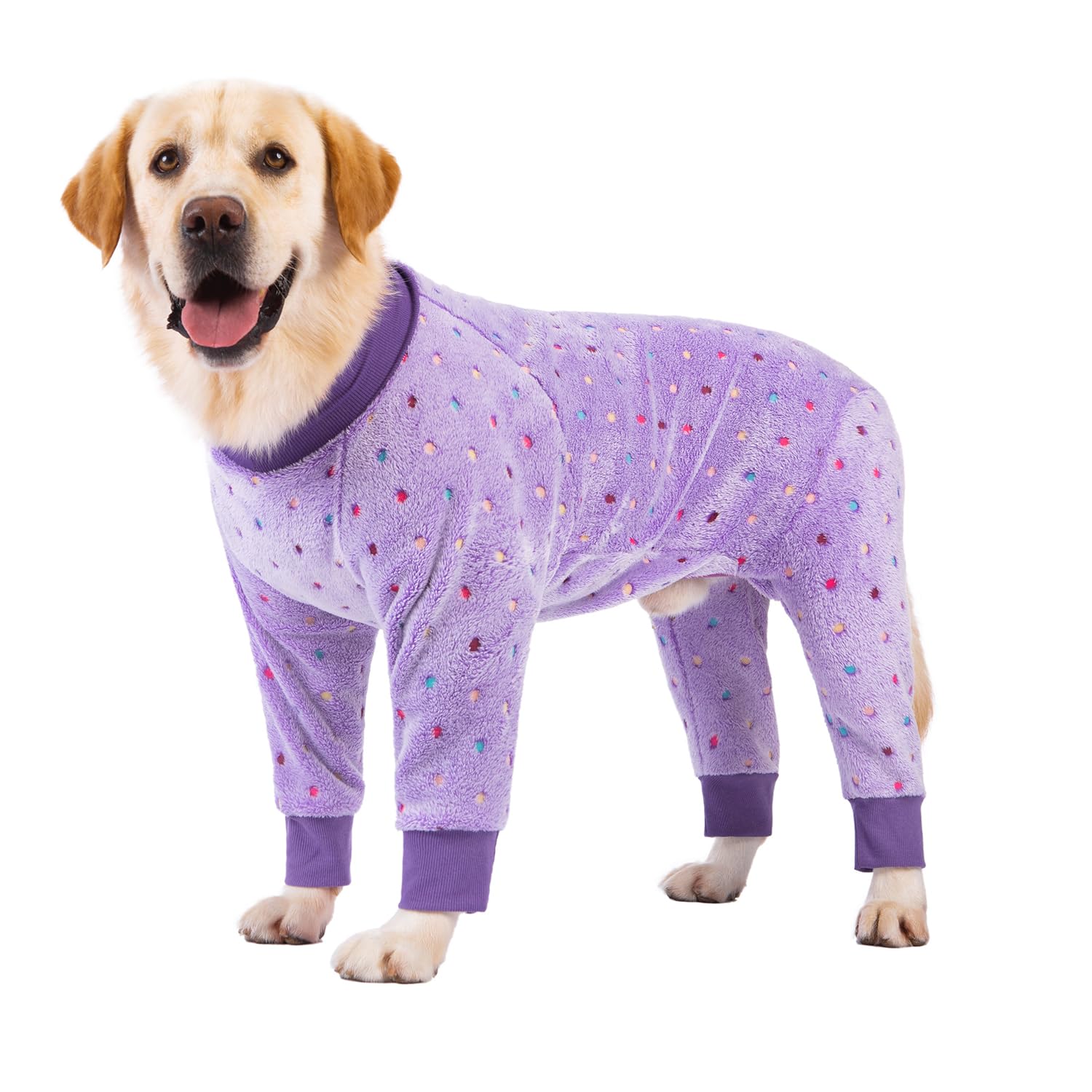 BT Bear Dog Winter Clothes,Soft Flannel Pullover Pajamas,Pet Warm Cold Weather Dog Winter Coat Cozy Onesie Jumpsuit PJS Apparel Outfit Clothes for Medium Large Dogs Sleep (5XL,Purple)