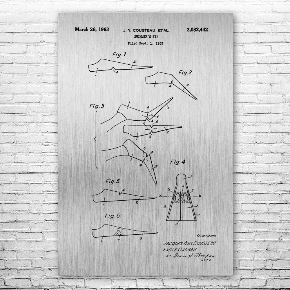 Swimmers Fin Poster Print, Jacques Cousteau, Swimming Decor, Snorkeling Art, Dive Instructor Gift, Dive Shop Art