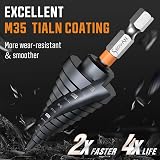ss shovan 3Pcs Premium HSS M35 Cobalt Step Drill Bit Set TiAlN 1/4-7/8" view 8