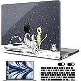 MEEgoodo Case for M4/M3/M2 MacBook Air 13.6 inch Case 2025 2024 2022, Fit Model A3240/A3113/A2681, Laptop Hard Shell with Keyboard Cover Compatible with MacBook Air 13 inch, Astronauts & Alien
