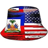 Fashion The Haitian American Bucket Hat Sun Protection Flag Bucket Hat Unisex Pattern Haitian Flag Hat…