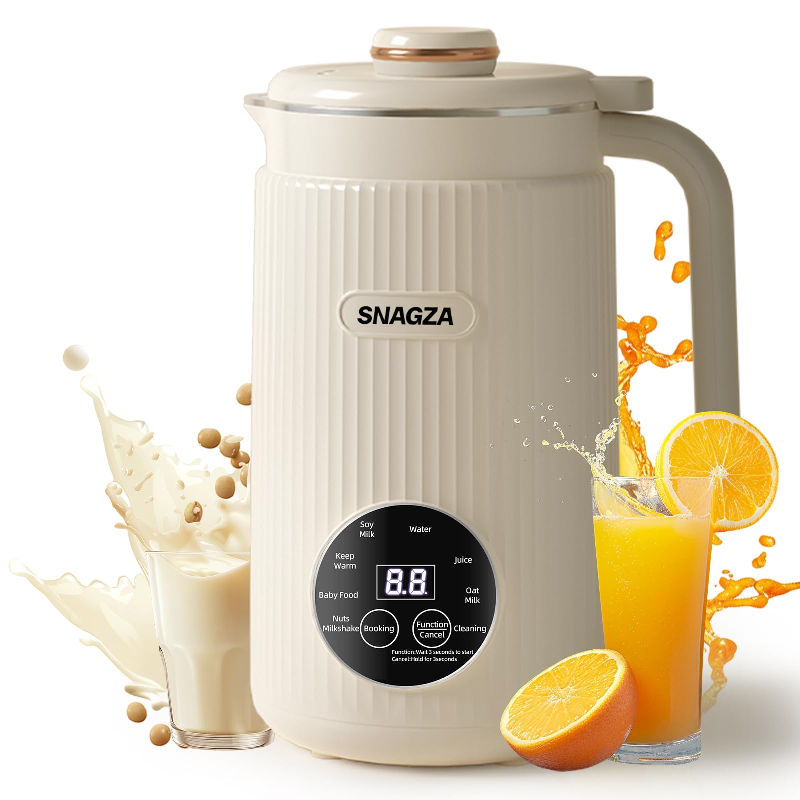 Photo 1 of Snagza Nut Milk Maker. 8-In-1 Multifunctional Nut And Milk Maker, 12-Hour Timer/6-Hour Keep-Warm Function, One-Button Self-Cleaning. For Making Almond Milk, Oat Milk, Soy Milk, Smoothies, and Juices.