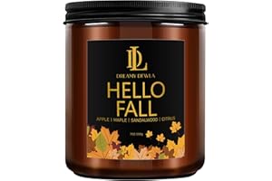 DL DREAMY DEWLA Fall Candle | Hello Fall Candle, Apple Maple Scented Candle, Fall Scented Candles for Home - 7 oz Aromatherapy Jar Candles, Soy Candle Gift for Men and Women, Autumn Candles
