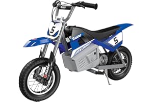 Razor MX350 Dirt Rocket Electric Bike for Kids Ages 8+, 140 lb Max Weight, Blue – 24V Battery, Up to 14 Mph, 30-Min Ride Time on High Speed, Twist-Grip Throttle, Spoked Wheels w/ 12” Pneumatic Tires