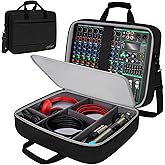 SNIGJAT Audio Mixer Case (Size:16"x 12.75" x 5.5"), DJ Mixer Bag with 10mm Padding, Large-Capacity Recording Equipment Bag Soft with Adjustable Storage for Cables, Podcast Gear and Mics, Black