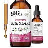 Wild & Organic Liver Cleanse Tincture - Liver Detox Formula with Milk Thistle, Dandelion Root, Chanca Piedra Stone Breaker Extract - Herbal Supplement - Vegan, Sugar & Alcohol-Free Liquid Drops - 2 oz