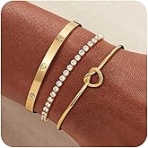 Picuzzy Gold Bangle Bracelets for Women, Non Tarnish Dainty 14K Gold Plated Cuff Bracelets Stackable for Women,Waterproof Bracelet Stack Gold Jewelry Gifts Trendy Adjustable Accessories