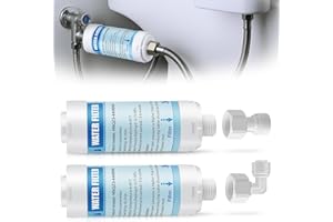 ANGLECHIC 2 Pack Bidet Water Filter and Adapter for Electric Bidet Toilet Seats, Reduce Mineral Deposits & Soften Water, Essential Protection for Smart Toilet, Compatible with 1/2", 3/8", 1/4" Hoses