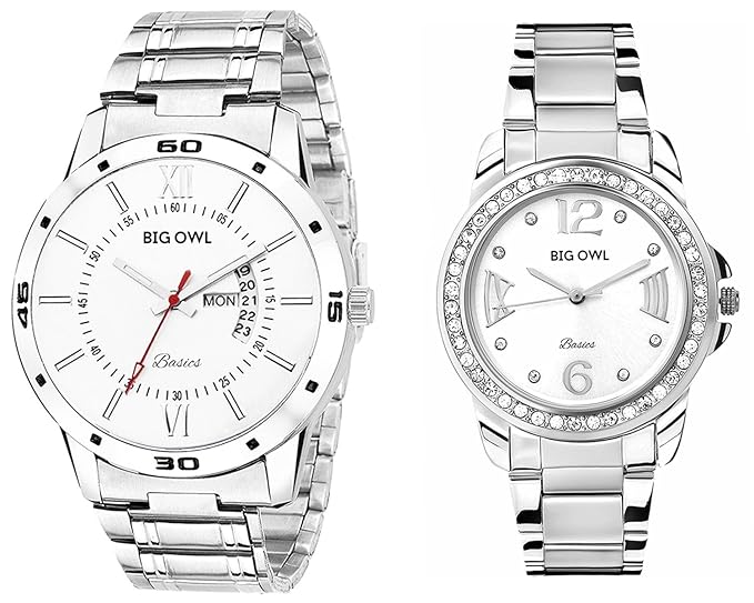 Analogue Multicolour Dial Mens and Womens Couple Wrist Watch - Combo of 2