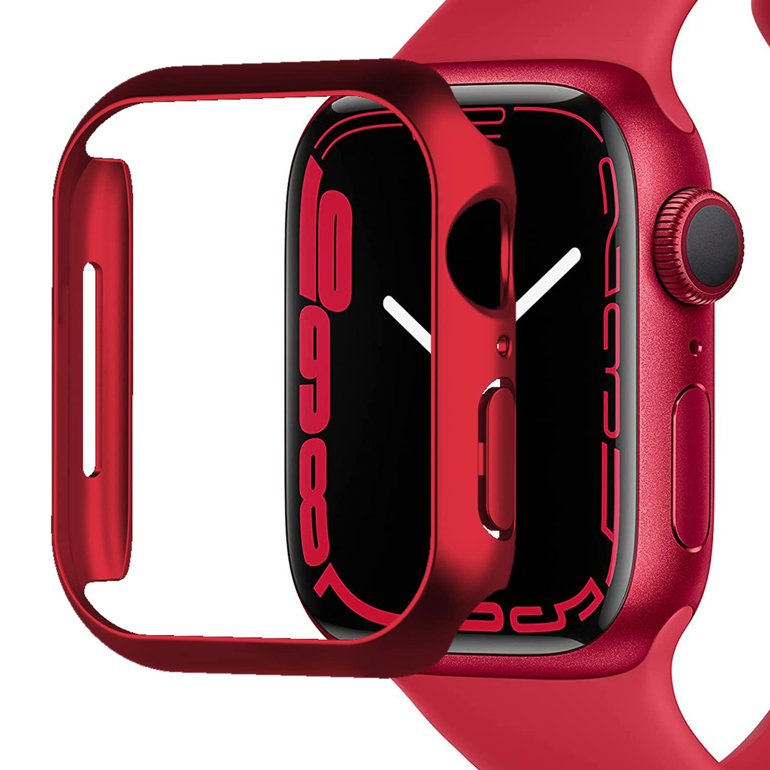 Miimall Case Compatible with Apple Watch Series 9 Series 8 Series 7 41mm/45mm, Hard PC Frame Protective Cover Ultra-Light Ultra-Thin All-Around Bumper Protective Shell for Apple Watch 41mm-Red