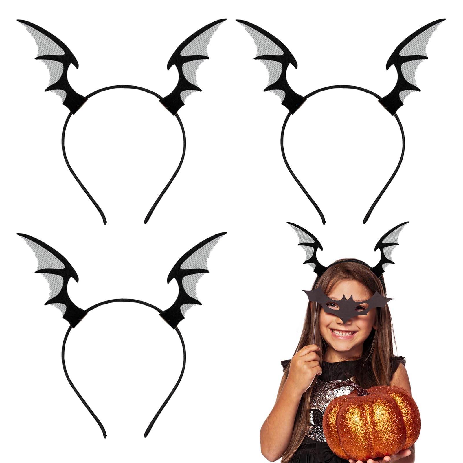 UILYNIU 3 PCS Halloween Headbands for Women Girls Black Spider Web Headband Bat Headbands Halloween Demon Headband Halloween Costume Accessory Headdress for Halloween Party Carnival (3Pcs, One Size)