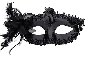 Mikovivi Black Masquerade Mask for Women, Lace Venetian & Mardi Gras Outfits Masks for Halloween Costume Party Ball Prom