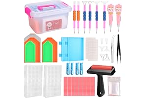 Diamond Painting Tools, Fixm 117 Pcs 5D Diamond Painting Accessories Kits Diamond Cross Stitch Tool Sets with 28 Slots Diamond Embroidery Box for DIY Art Crafts