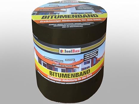 10 m x 300 mm IsolBau Aluminium Bitumenband Dachreparatur Aluminiumband Reparaturband Dach Aluband Selbstklebende Farbe: Schw