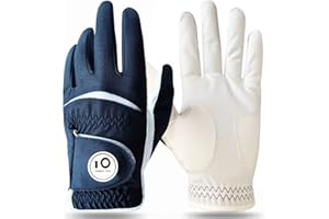 FINGER TEN Golf Gloves Men Left Hand Right Leather with Ball Marker Color Pack, Mens Golf Glove All Weather Grip, Fit Size Small Medium ML Large XL