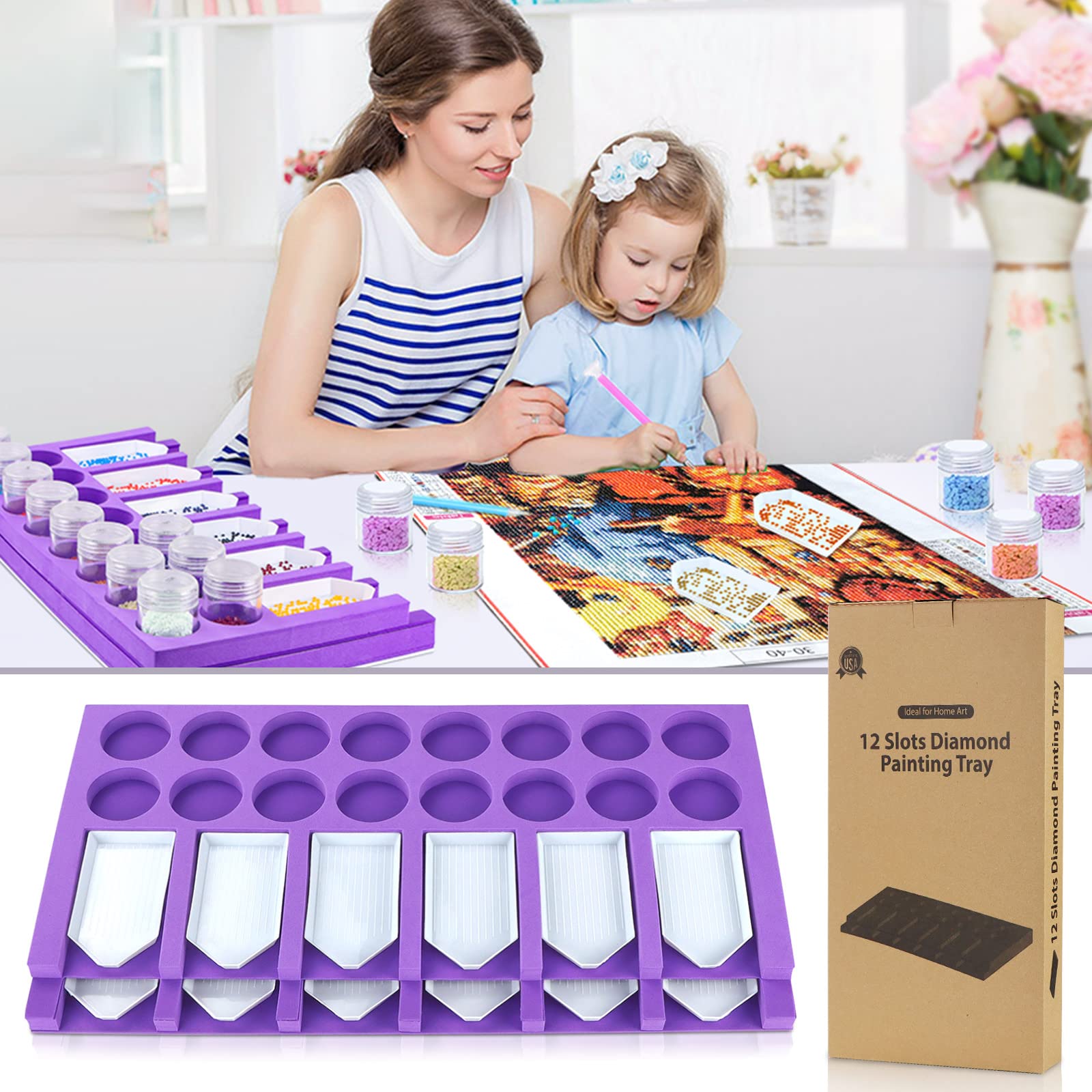 Photo 1 of ***MISSING PART***

Diamond Painting Accessories Tray Organizer, Art Painting Beads Sorting Storage containers, Diamond Art Tools Kits for Glitter Rhinestones/5D Diamond Embroidery/DIY Crafts (12 Slots Trays)