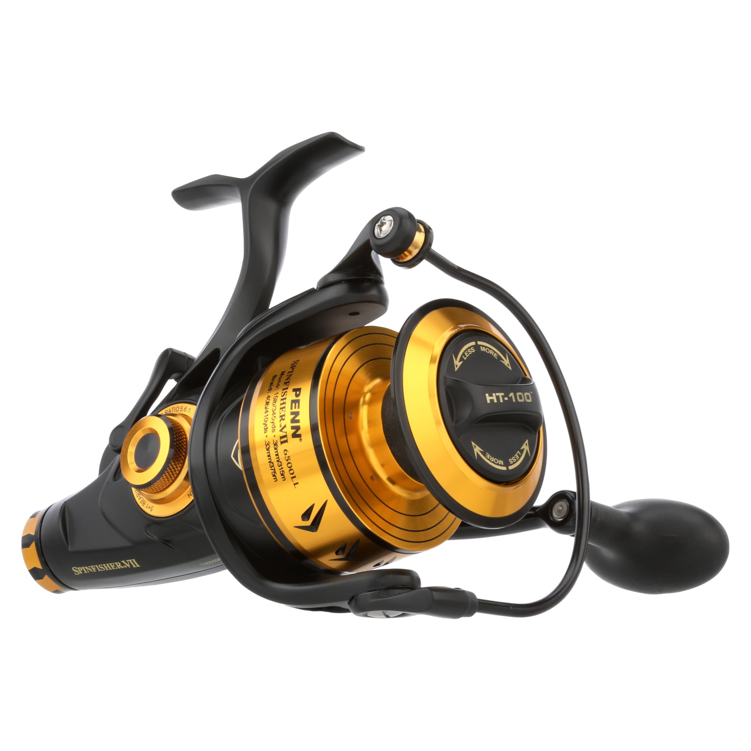 PENN Spinfisher VII Live Liner Spinning Reel, Fishing Reel, Sea Fishing Reel With IPX5 Sealing That Protects Against Saltwater Ingression, Caters for different Species, Unisex, Black Gold, 4500