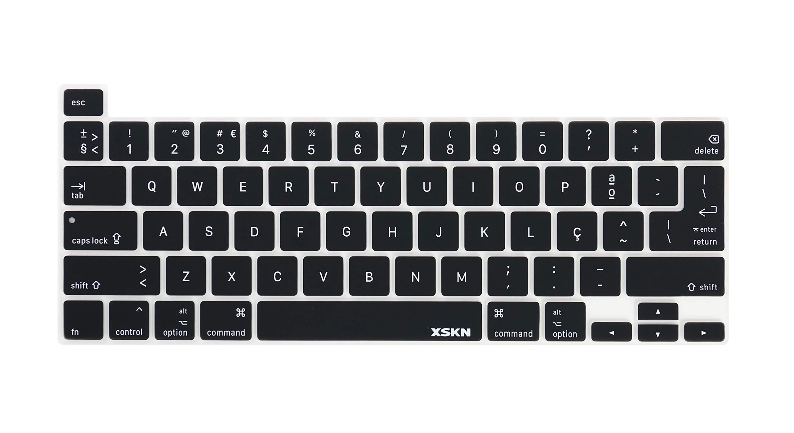 XSKN Portuguese Language Black Silicone Keyboard Cover Skin for Touch Bar Models 2019 New MacBook Pro 16 inch A2141 2020 New MacBook Pro 13.3 inch A2251 A2289 A2338 M1 Keyboard US & EU Common Version