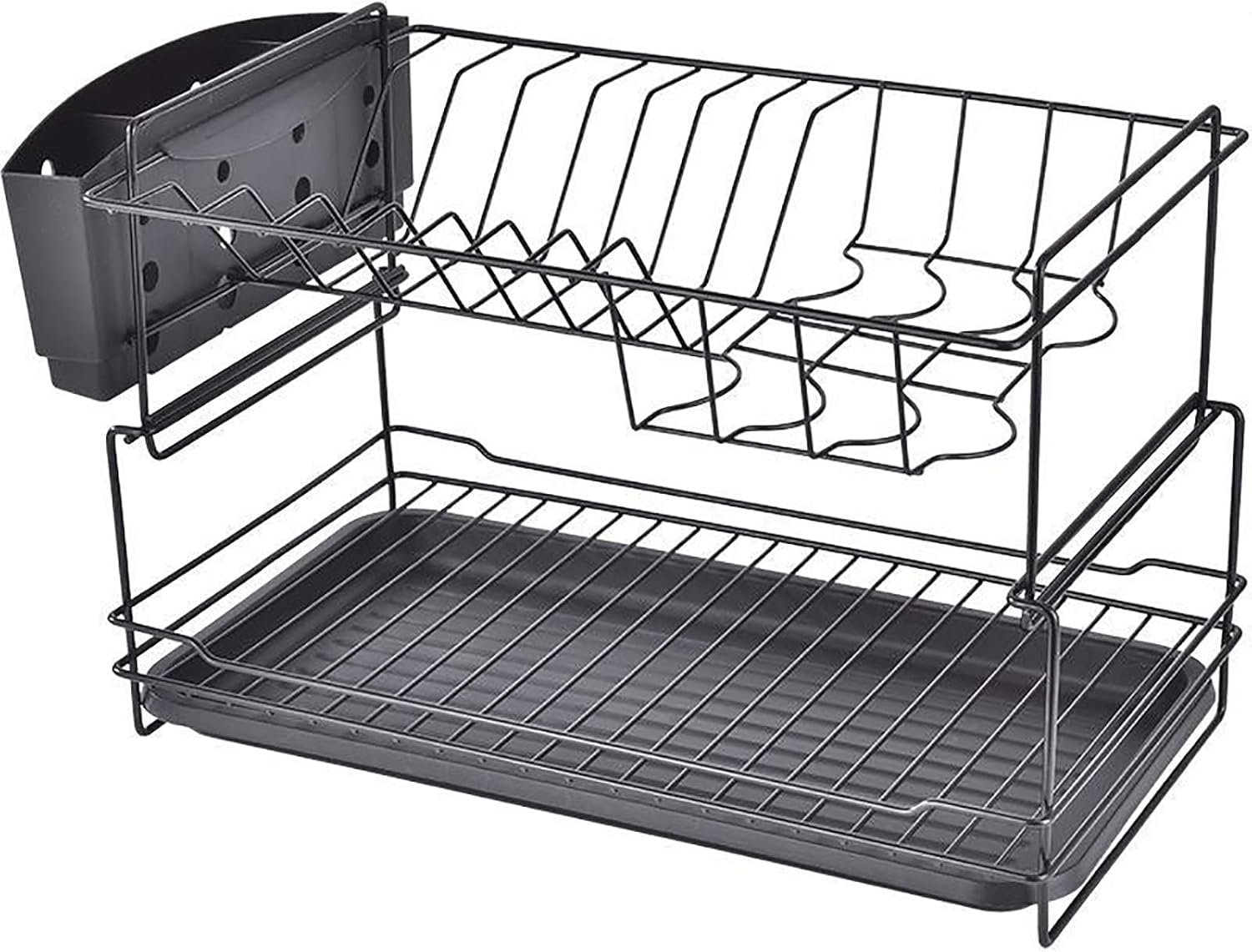 2 Tier AntiRust Dish Drainer, Dish Drying Rack in Kitchen, Black Metal