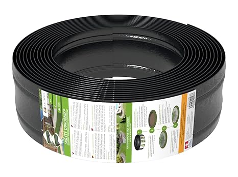 AMISPOL Elastische Rasenkante Kunststoff schwarz 12 m (125/4 mm) - Beeteinfassung Rund - Beetumrandung für Kurven - Blumenbee