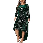 Agnes Orinda Plus Size Dresses for Women 3/4 Sleeves Mermaid High Low Hem Maxi Velvet Formal Dress