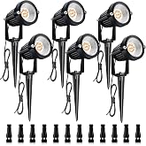 Mutois 7W Low Voltage Landscape Lights with Connectors and Spike Stands | Outdoor 12V 900LM 2700K Warm White Waterproof Garden Pathway Lights, Low Voltage LED Landscape Lighting 6-Pack