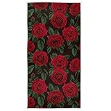 Pfrewn Retro Red Rose Hand Towels for Bathroom
