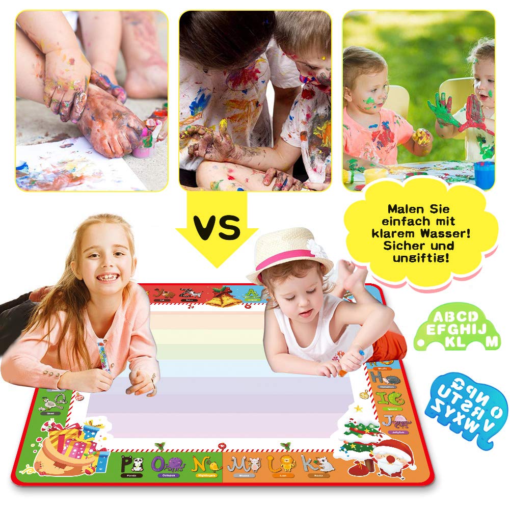 PHYLES Wasser Zeichnen Matte, Super Deluxe 100 * 70 cm Aqua Drawing Painting Mat , kein Chaos Färben & Zeichnen Spiel, Lernspielzeug & Magic Doodle Malmatte für Kleinkinder ab 3 Jahren (groß)