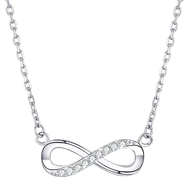 F.ZENI Kette Damen 925 Sterling Silber Funkeln Kubisches Zirkonia Kuss Halskette Akzent Unendlichkeit für Immer Ketten für Da