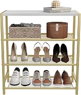 HOME BI 4-Tier Metal Shoe Rack with MDF Top Gold Storage Organizer view 8