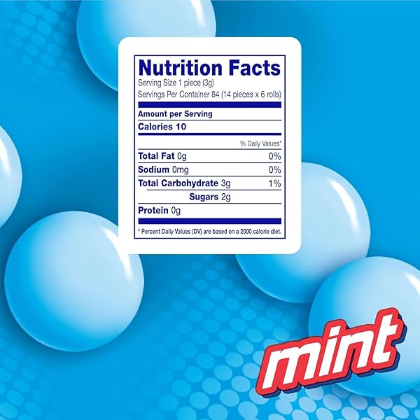 MENTOS CHEWY MINT CANDY ROLL, MINT CANDIES, 14 PIECES PER ROLL, 15 COUNT PARTY PACK