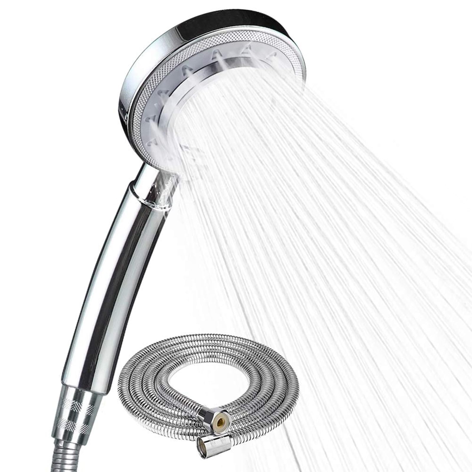 HONZUEN Shower Head with Hose Set 1.5M, Water Saving High Pressure Shower Head, Universal Handheld Shower Head for Low Water Pressure with 3 Sprays Settings