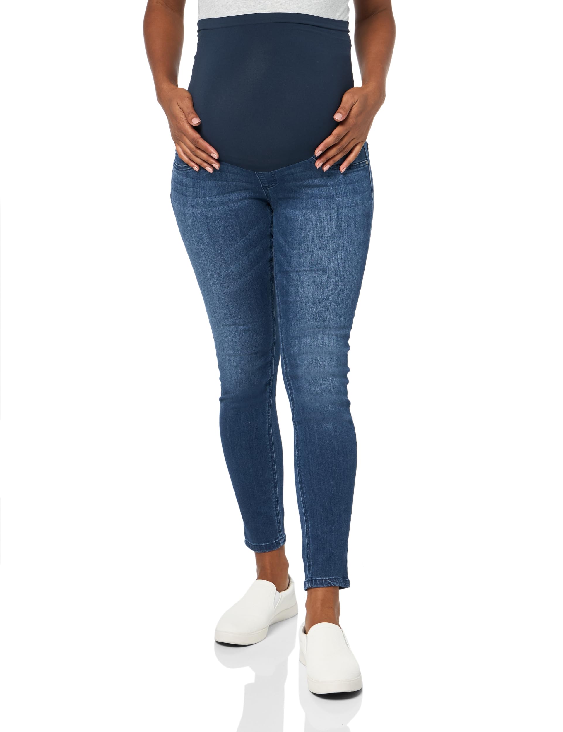 Motherhood Maternity Women’s Indigo Super Stretch Secret Fit Over The Belly Skinny Jeans, Medium Blue Wash