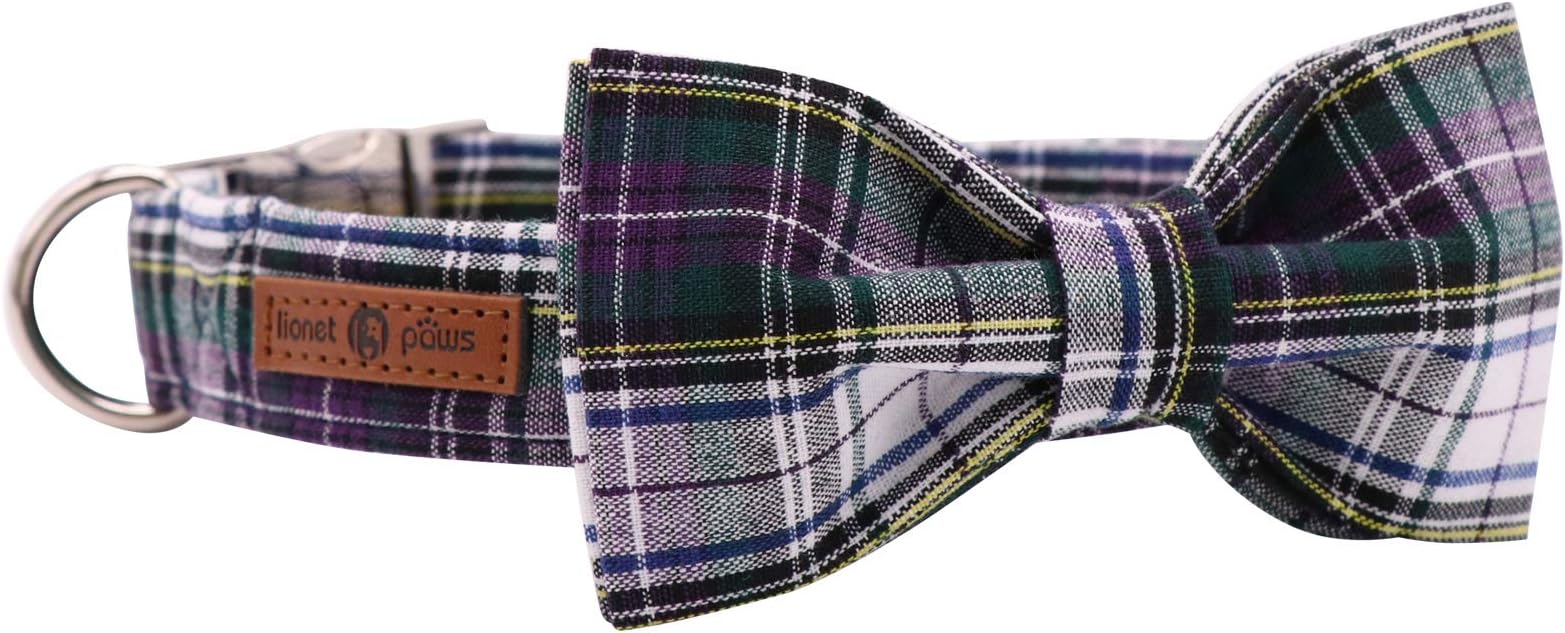 Lionet Paws Dog Collar with Bowtie, Durable Adjustable Comfortable Cute Collar for Dogs and Cats Boy or Girl Gifts