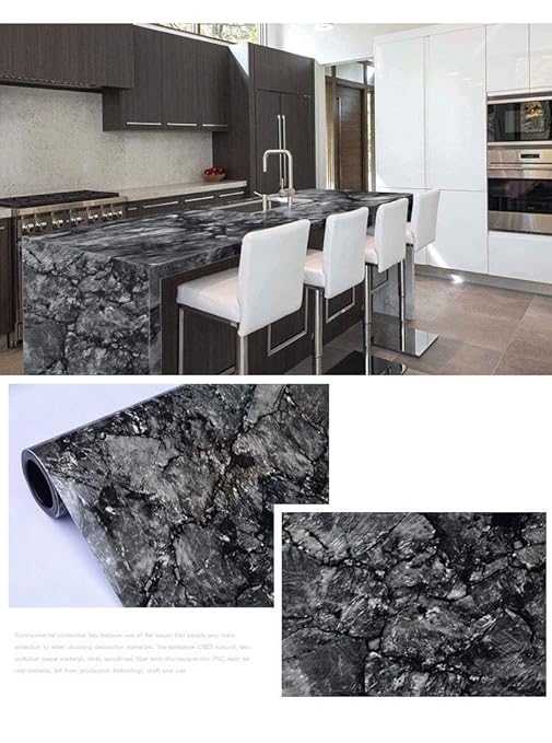 Cvanu Marble Contact Paper Granite Self Adhesive Vinyl Film Marble Vinyl Countertop Peel And Stick Contact Paper Decorative Removable Waterproof Shelf