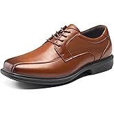 HEEZ Mens Dress Shoes Black, Split Leather Oxford Shoes for Men Comfortable, Square Toe Casual Business Shoes Lace Up